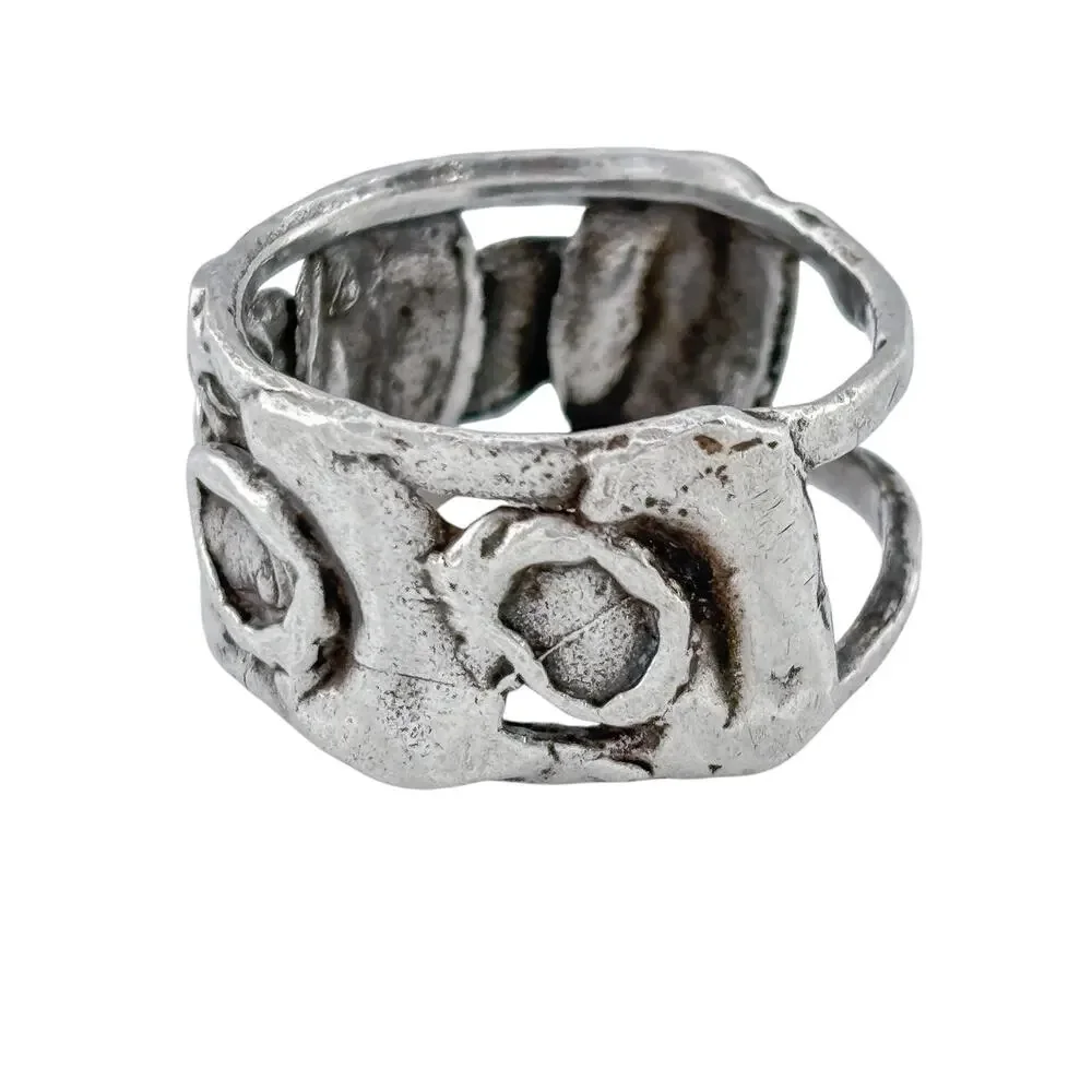 Vintage Sterling Silver 925 Abstract Openwork Ring Size 7.5